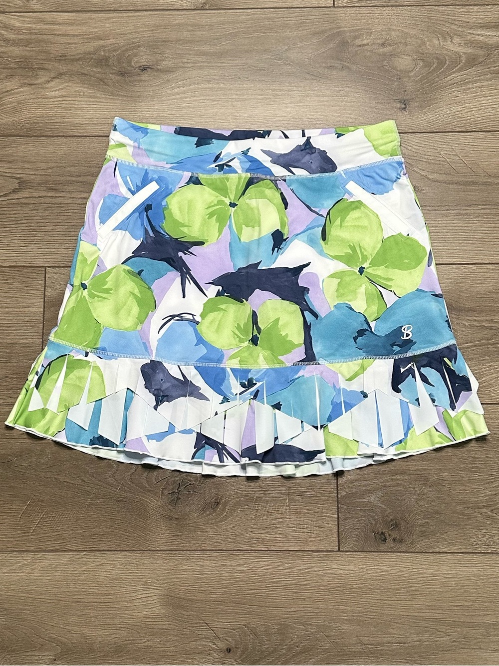 NWOT Sofibella 18” Golf Colors Floral Fringe Golf Skirt Skort Blue Green Large